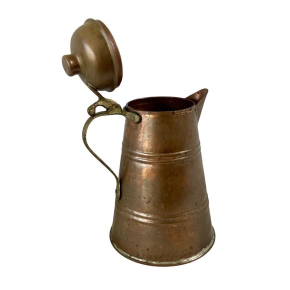 Vintage Copper Pitcher With Hinged Lid - Picture 2 of 6